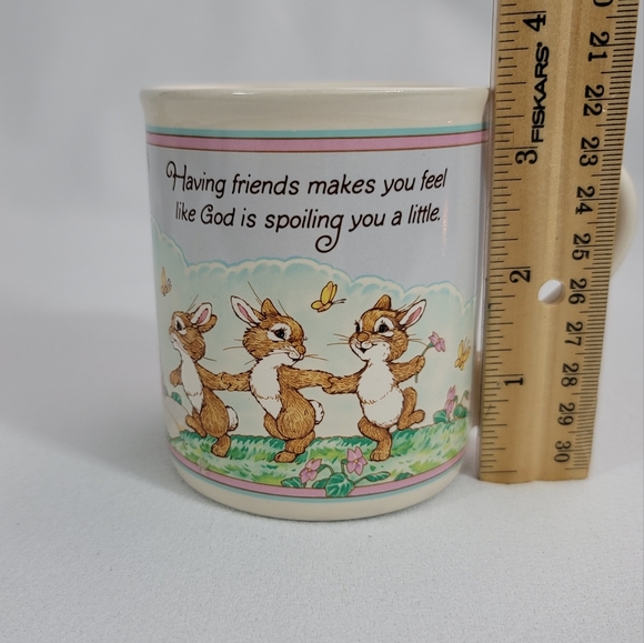 Vtg Hallmark Mug Mates Friendship Bunny Rabbits Squirrel Birds Mug And Lid - Picture 8 of 16